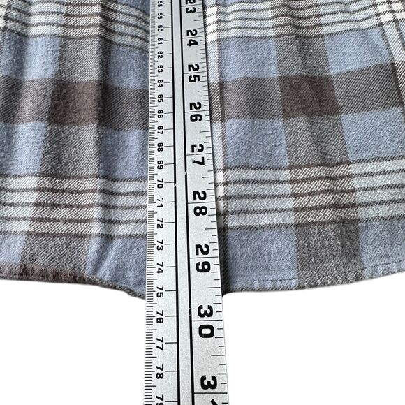 J.Crew Flannel Shirt Mens Medium Gray Blue Plaid Long Sleeve Button Up Cotton - Picture 9 of 10